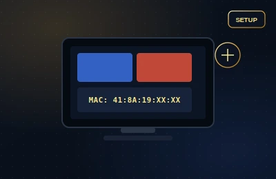 Samsung Smart TV screen showing MAC address activation for IPTV setup